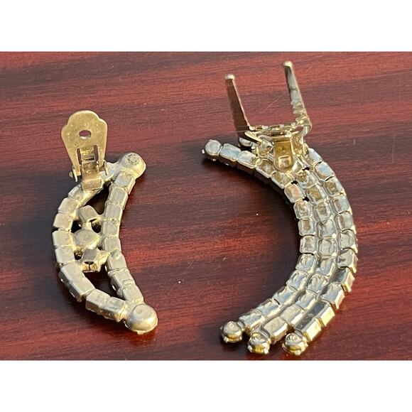 VTG Rhinestone Hair Clip Crescent Moon Clip On Earring Bling Whimsigoth - Picture 8 of 9
